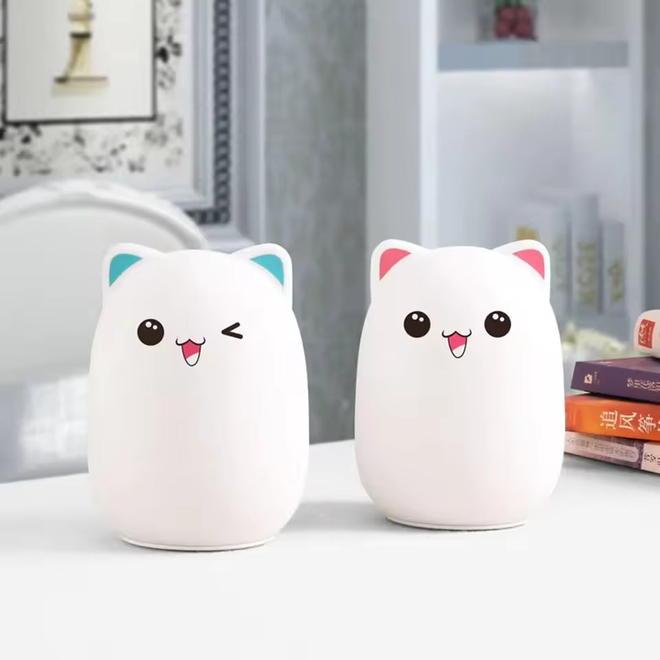 Bear LED Night Light Touch Sensor Remote Control RGB Dimmable USB Rechargeable Cartoon Silicone Desk Lamp for Children Baby Gift