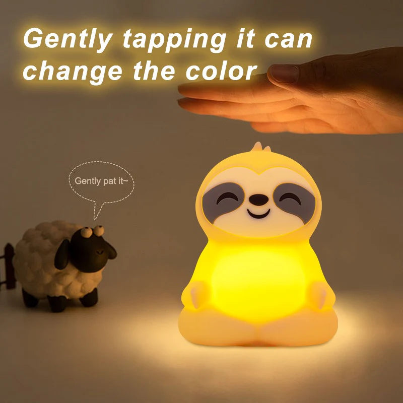 MeWaii® Meditating Sloth Squishy Silicone Calm Glow Night Light Sitting Pose Lamp Perfect Gift