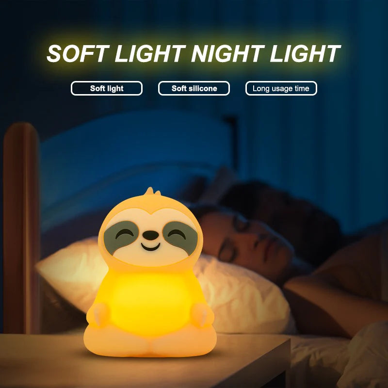 MeWaii® Meditating Sloth Squishy Silicone Calm Glow Night Light Sitting Pose Lamp Perfect Gift