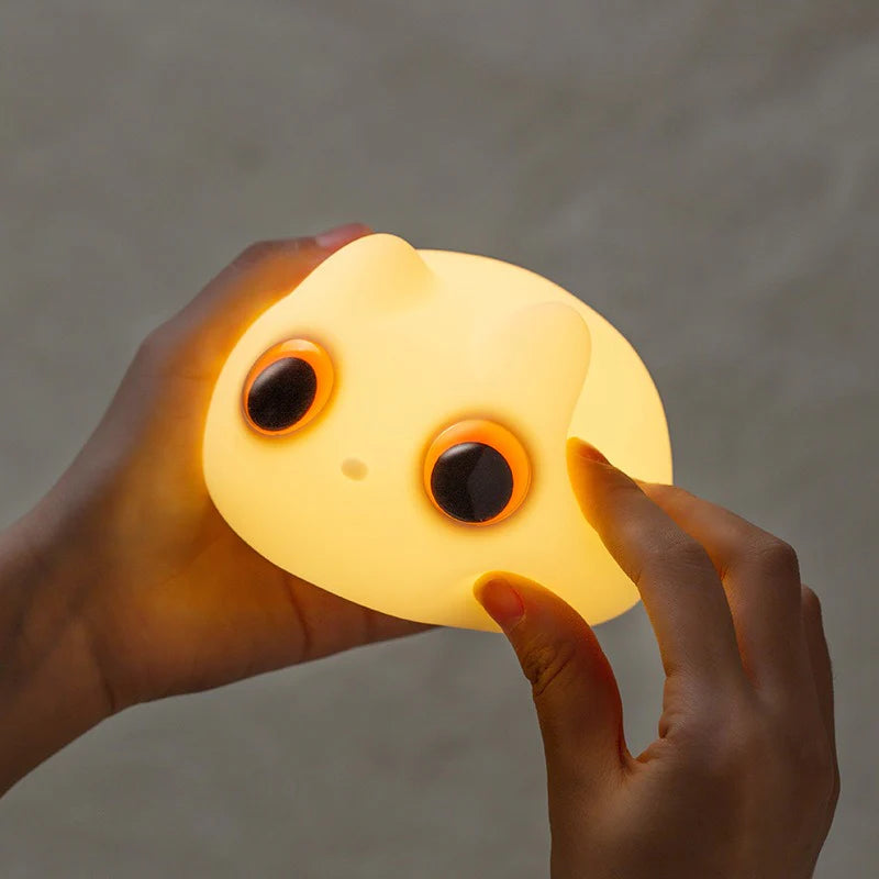 Orange LED Night Light Cat Squishy Tap Tap