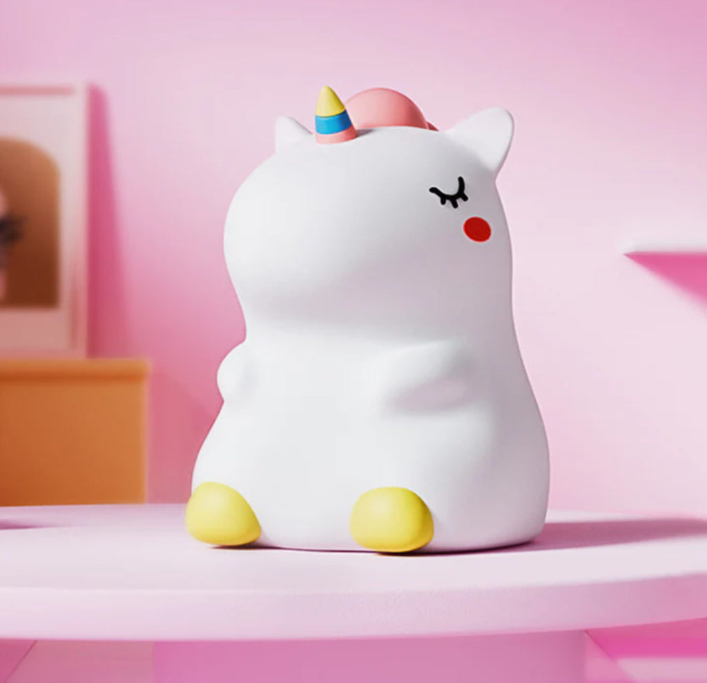 Chubby Unicorn Silicone Squishy Night Light Rainbow Horn Blush Cute Perfect Gift