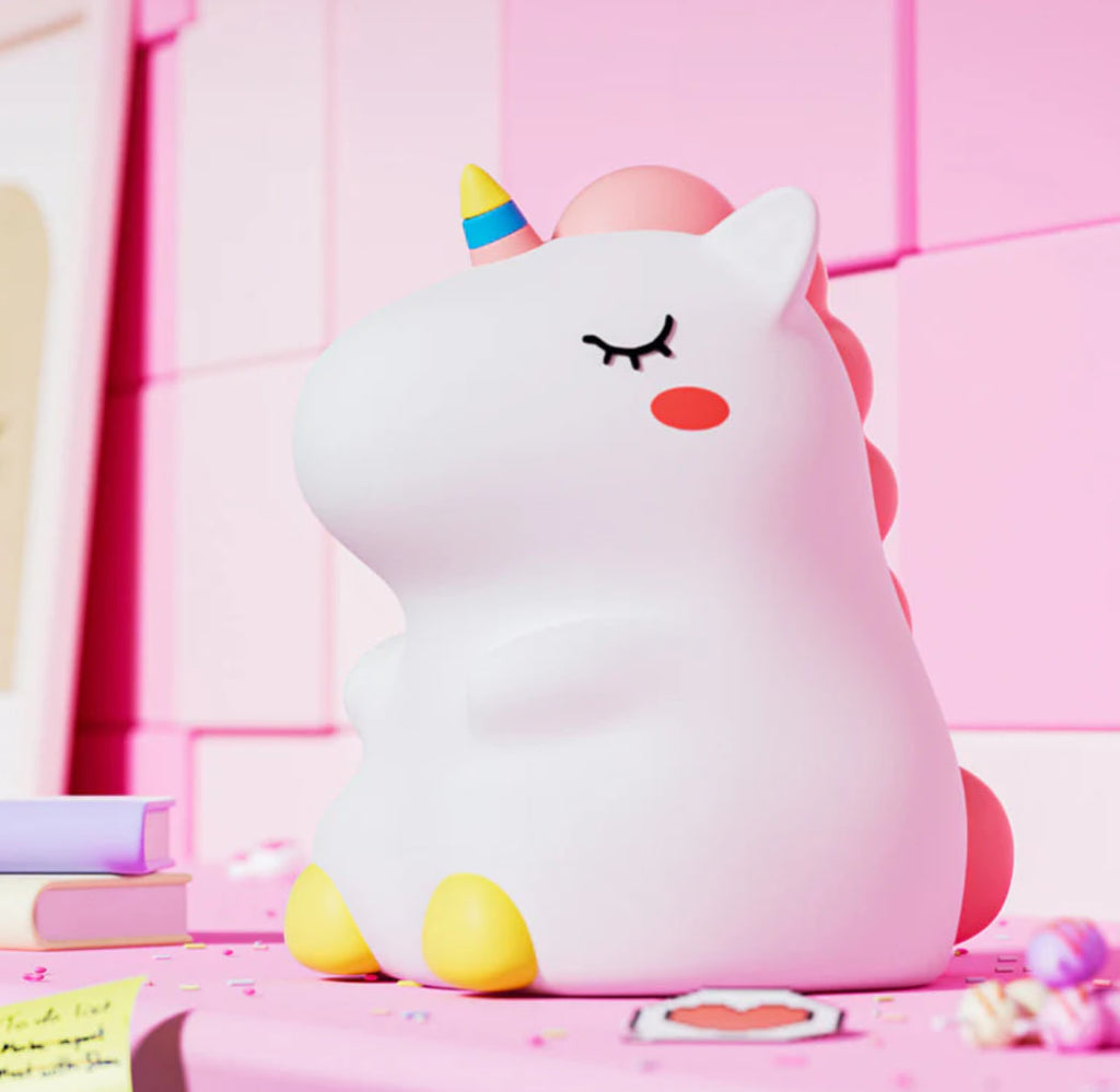 Chubby Unicorn Silicone Squishy Night Light Rainbow Horn Blush Cute Perfect Gift